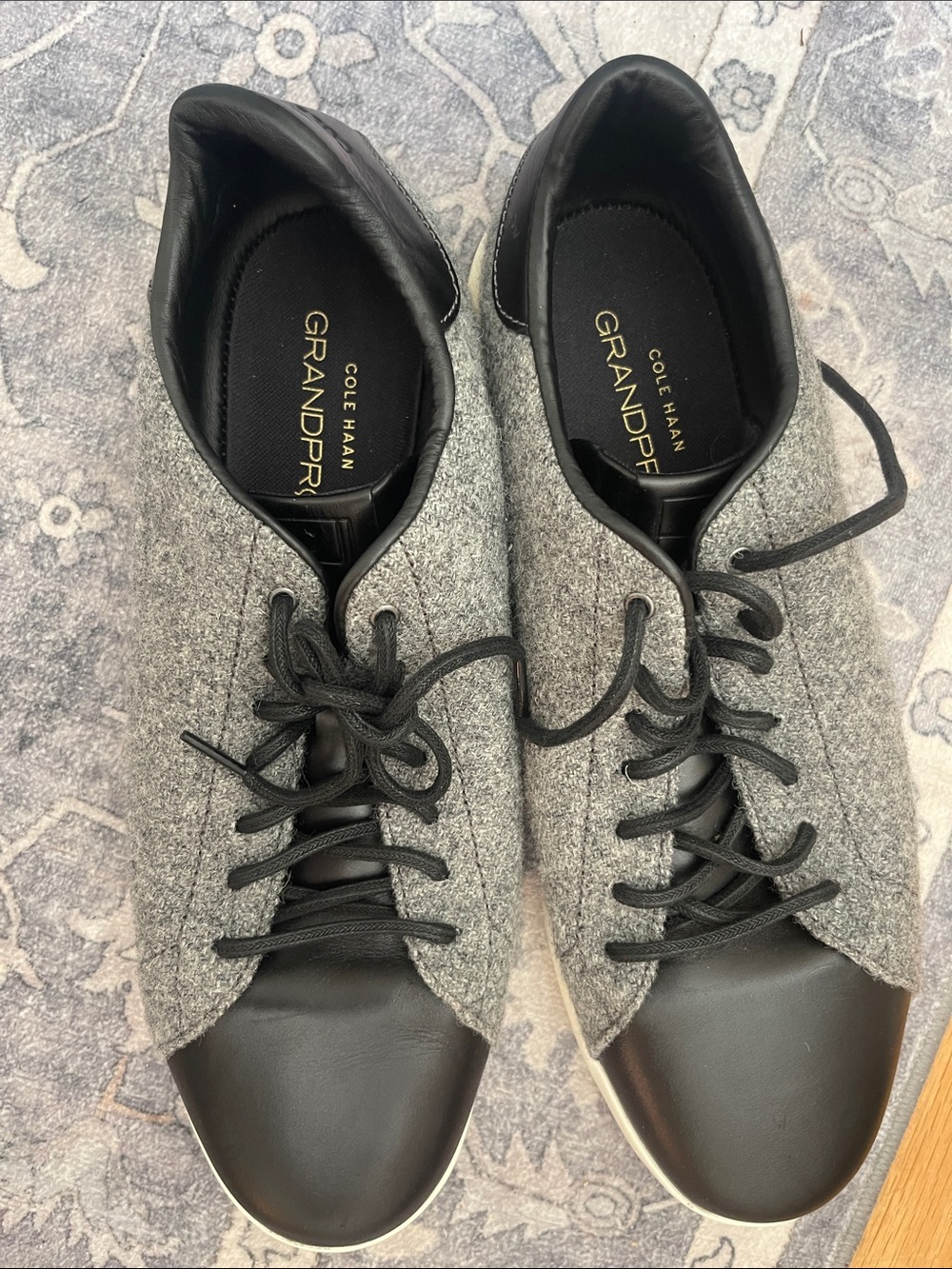 Cole Haan Gray Wool & Black Leather Lace-Up Sneakers